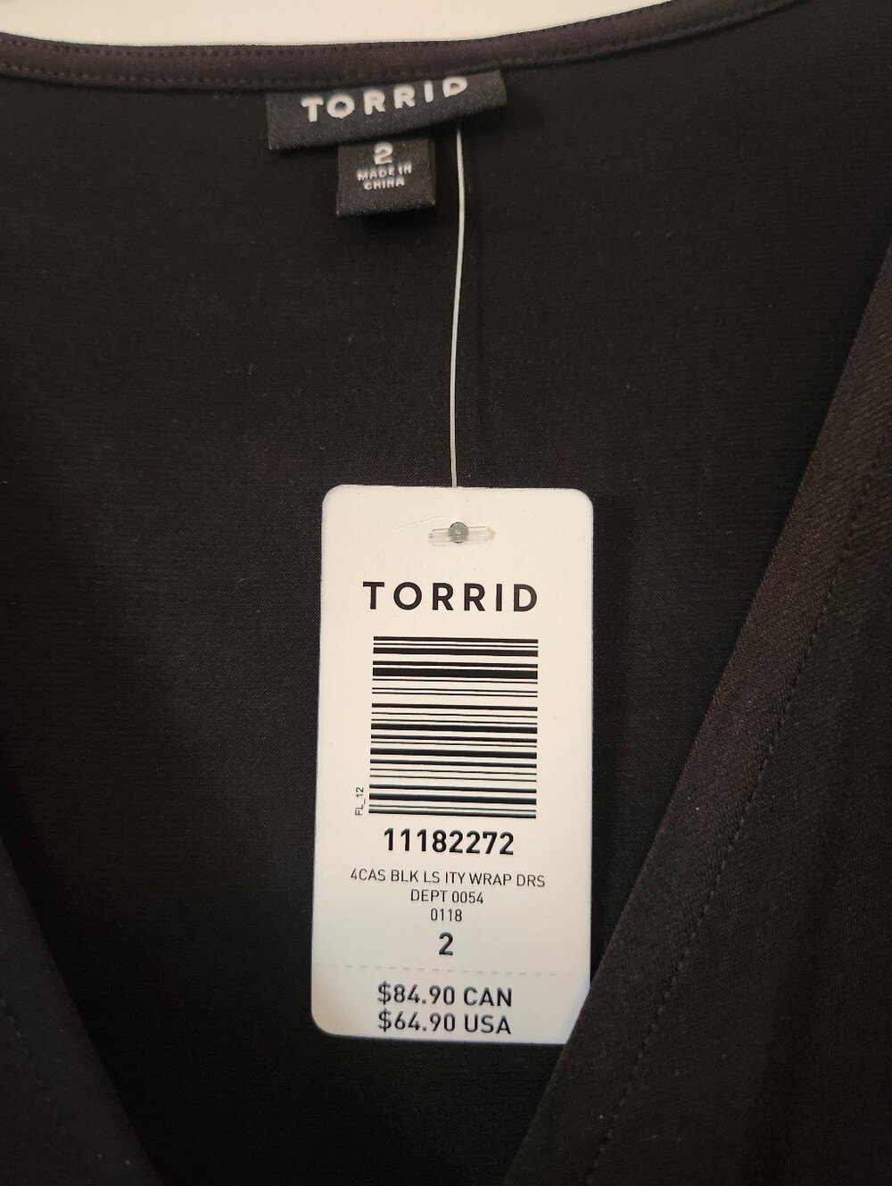 Torrid Black Faux Wrap-style Dress NWT Size 2 - Picture 3 of 6